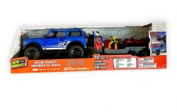NEW BRIGHT – ENSEMBLE VÉHICULES DELUXE FORD BRONCO AVEC REMORQUE ET VTT (10 PIÈCES)